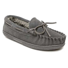 Load image into Gallery viewer, Minnetonka Pile Lined Hardsole Suede (Charcoal) - Children's Slipper