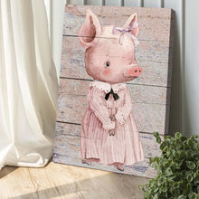 Load image into Gallery viewer, Simple Ribbon Dress Pig Canvas Wall Art
