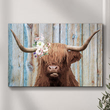 Load image into Gallery viewer, Highland Cow Rustic Painting Canvas Wall Art