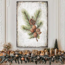 Load image into Gallery viewer, Vintage Winter Pine Cone Christmas Wall Art IV