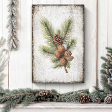 Load image into Gallery viewer, Vintage Winter Pine Cone Christmas Wall Art IV
