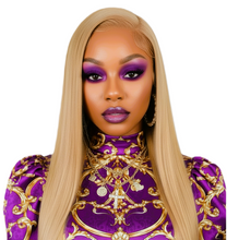 Load image into Gallery viewer, Light Blonde Straight 24' Brazilian Human Hair Lace Closure Wigs With Baby Hair