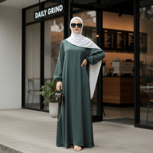 Load image into Gallery viewer, Modest Luxury Premium Satin Abaya | Umbrella Cut A-Line Abaya with Pockets (MA311)