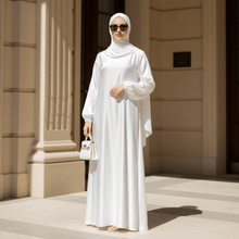 Load image into Gallery viewer, Modest Luxury Premium Satin Abaya | Umbrella Cut A-Line Abaya with Pockets (MA311)