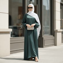 Load image into Gallery viewer, Modest Luxury Premium Satin Abaya | Umbrella Cut A-Line Abaya with Pockets (MA311)