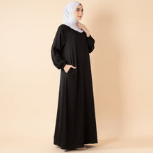 Load image into Gallery viewer, Modest Luxury Premium Satin Abaya | Umbrella Cut A-Line Abaya with Pockets (MA311)