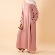 Load image into Gallery viewer, Modest Luxury Premium Satin Abaya | Umbrella Cut A-Line Abaya with Pockets (MA311)