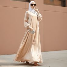 Load image into Gallery viewer, Modest Luxury Premium Satin Abaya | Umbrella Cut A-Line Abaya with Pockets (MA311)