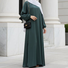 Load image into Gallery viewer, Modest Luxury Premium Satin Abaya | Umbrella Cut A-Line Abaya with Pockets (MA311)
