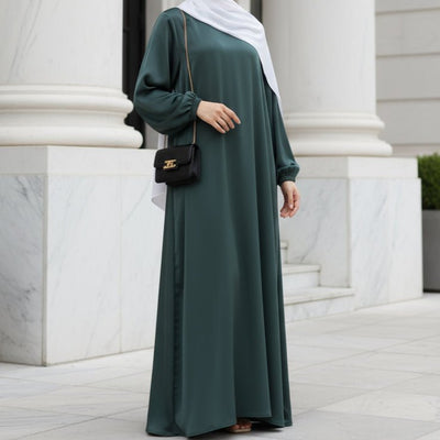 Modest Luxury Premium Satin Abaya | Umbrella Cut A-Line Abaya with Pockets (MA311)