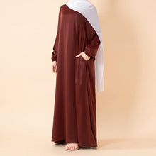 Load image into Gallery viewer, Modest Luxury Premium Satin Abaya | Umbrella Cut A-Line Abaya with Pockets (MA311)