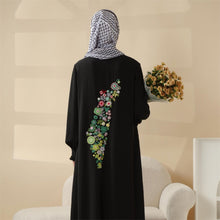 Load image into Gallery viewer, Modest Pullover Abaya with Palestinian Embroidery, Elegant Ruffled Cuff Maxi Dress (MA141)