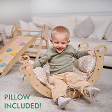 Load image into Gallery viewer, 4in1 Montessori Climbing Set: Pikler Triangle, Arch, Slide Board, and Cushion for Toddlers (1–3 Years)