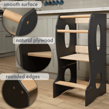 Load image into Gallery viewer, Stable Montessori Tower: Wooden Growing Chair - Grey