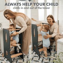 Load image into Gallery viewer, Stable Montessori Tower: Wooden Growing Chair - Grey