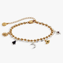 Load image into Gallery viewer, Moon Magic 2 Row Charm Bracelet