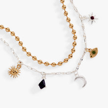 Load image into Gallery viewer, Moon Magic 2 Row Charm Bracelet