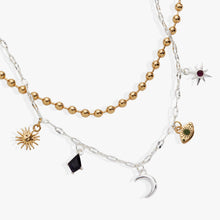 Load image into Gallery viewer, Moon Magic 2 Row Charm Necklace
