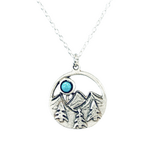 Load image into Gallery viewer, Turquoise Mountain Necklace Round Nature Inspired Boho Western Jewelry Silver Bronze