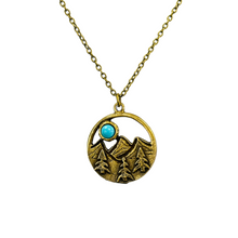 Load image into Gallery viewer, Turquoise Mountain Necklace Round Nature Inspired Boho Western Jewelry Silver Bronze