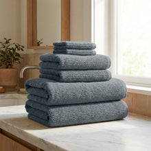 Load image into Gallery viewer, Turkish Cotton Ribbed 6-Piece Bath Towel Set - Georgiana Collection