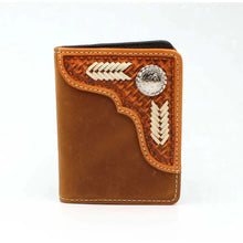 Load image into Gallery viewer, Nocona Bifold Flip Basketweave Rawhide Lace -Mens Wallet