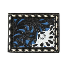 Load image into Gallery viewer, Nocona Floral Filigree (Black / Blue) - Men's Bi-Fold Wallet