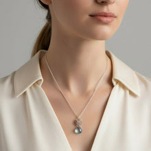 Load image into Gallery viewer, Aquamarine Quartz Silver Raindrop Cluster Necklace