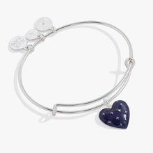 Load image into Gallery viewer, Navy Enamel Heart Charm Bangle