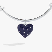 Load image into Gallery viewer, Navy Enamel Heart Charm Bangle