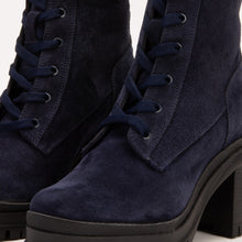 Load image into Gallery viewer, The Elera Navy Blue Leather Block Heel Women Boot