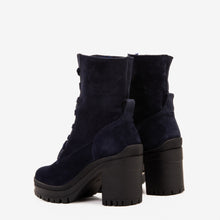 Load image into Gallery viewer, The Elera Navy Blue Leather Block Heel Women Boot