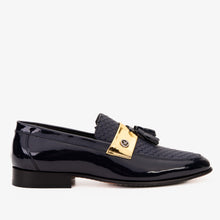 Load image into Gallery viewer, The Imperial Navy Blue &amp; Gold Leather Men Dress Shoe