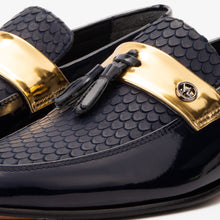 Load image into Gallery viewer, The Imperial Navy Blue &amp; Gold Leather Men Dress Shoe