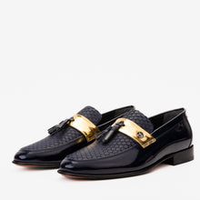 Load image into Gallery viewer, The Imperial Navy Blue &amp; Gold Leather Men Dress Shoe
