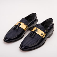 Load image into Gallery viewer, The Imperial Navy Blue &amp; Gold Leather Men Dress Shoe
