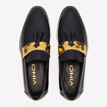 Load image into Gallery viewer, The Imperial Navy Blue &amp; Gold Leather Men Dress Shoe