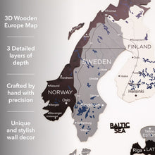 Load image into Gallery viewer, 3D Europe Wooden Map Nordik