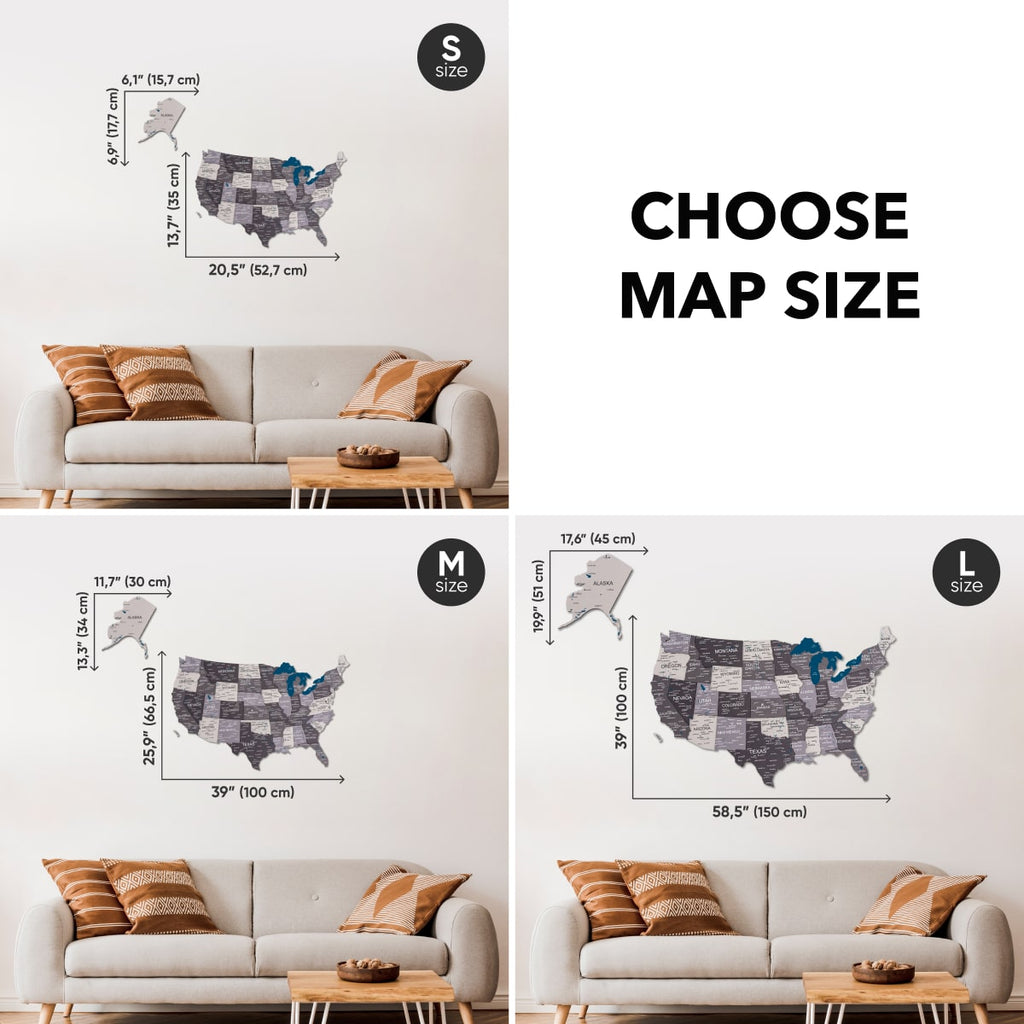 Wooden 3d Map of USA - Nordik