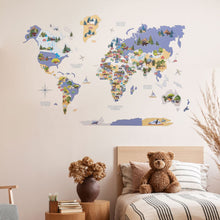 Load image into Gallery viewer, Nursery World Map Indigo