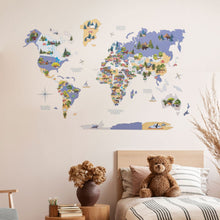Load image into Gallery viewer, Nursery World Map Indigo