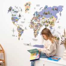 Load image into Gallery viewer, Nursery World Map Indigo
