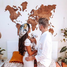 Load image into Gallery viewer, 3D Wooden World Map Oak