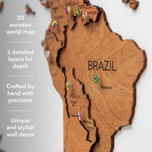 Load image into Gallery viewer, 3D Wooden World Map Oak