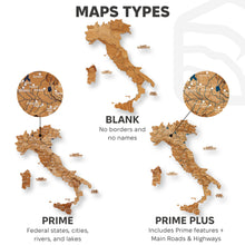 Load image into Gallery viewer, Wooden Map of Italy – Oak