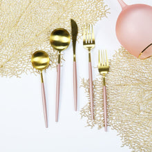 Load image into Gallery viewer, Pink and Gold Obelisk Flatware-20 Pieces