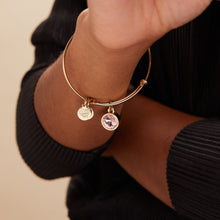 Load image into Gallery viewer, October Birthstone Charm Bangle, Rose