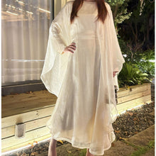 Load image into Gallery viewer, Olive Green Sequin Abaya Dress | Starry Night 2-Piece Maxi Dress with Flowing Cape (MA243)