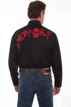 Load image into Gallery viewer, Scully Skull and Rose Embroidery - Mens Western Shirt