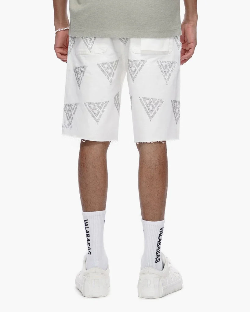 Valabasas Palace Rhinestone Shorts - White
